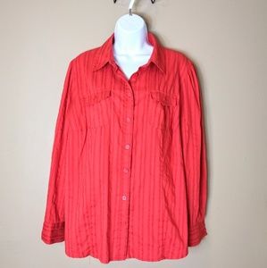 Style & Co. 14W red texture long sleeve blouse